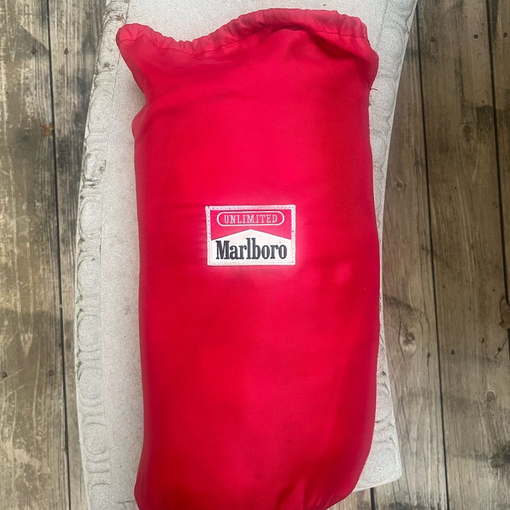 Vintage Marlboro Unlimited Sleeping Bag Camping Red Check Flannel Plaid Interior